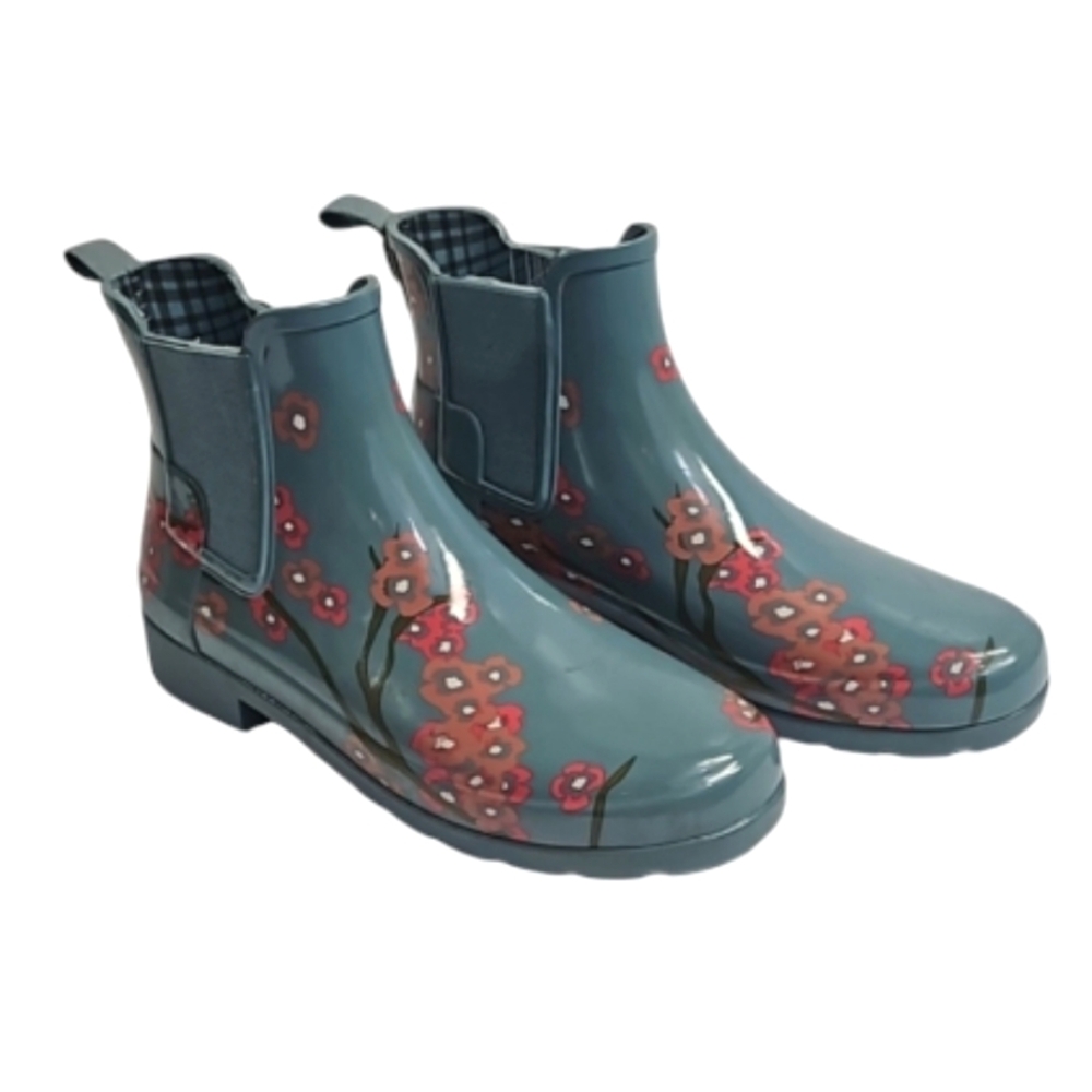 Hunter Chelsea water boots in Refined Blossom print women's size 7